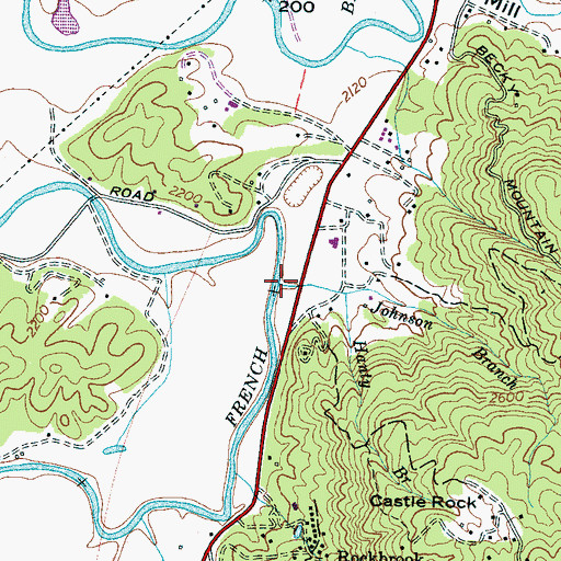 Topographic Map of Johnson Branch, NC