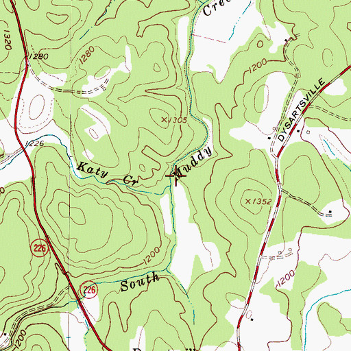 Topographic Map of Katy Creek, NC