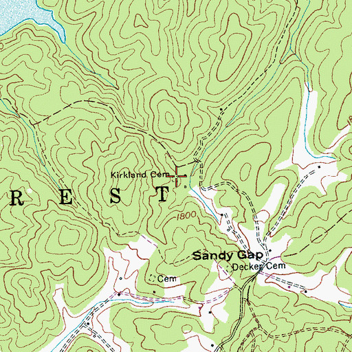 Topographic Map of Kirkland Cemetery, NC