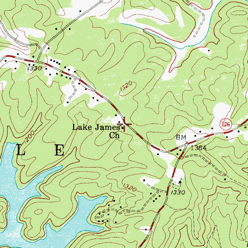 Topographic Map of Lake James Church, NC