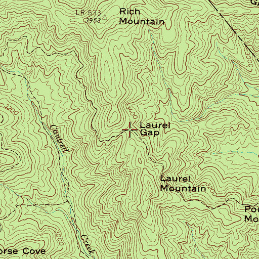 Topographic Map of Laurel Gap, NC