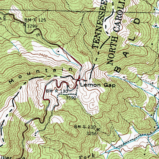Topographic Map of Lemon Gap, NC