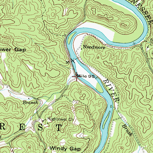 Topographic Map of Licklog Creek, NC