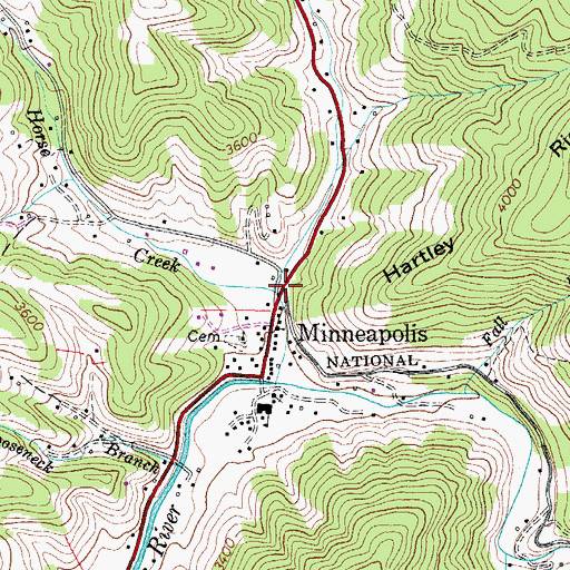 Topographic Map of Little Horse Creek, NC