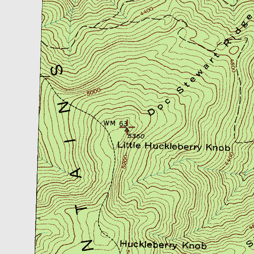 Topographic Map of Little Huckleberry Knob, NC