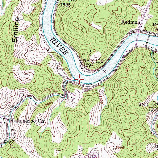 Topographic Map of Little Pine Creek, NC