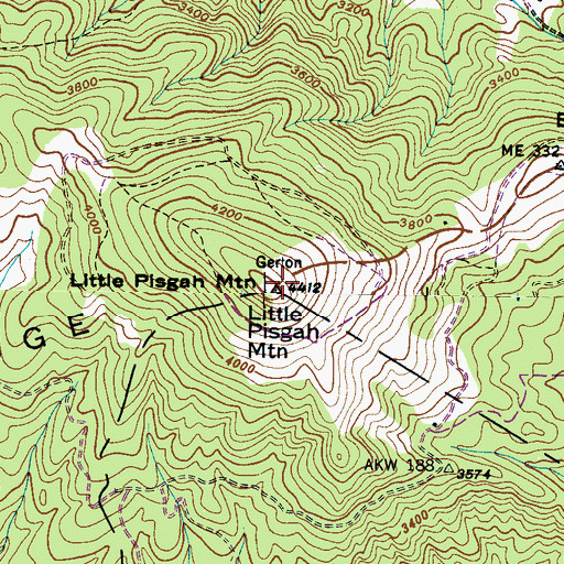Topographic Map of Little Pisgah Mountain, NC