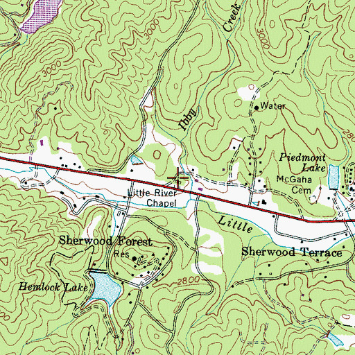 Topographic Map of Little River Chapel, NC