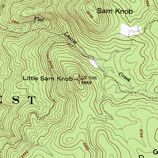 Topographic Map of Little Sam Knob, NC