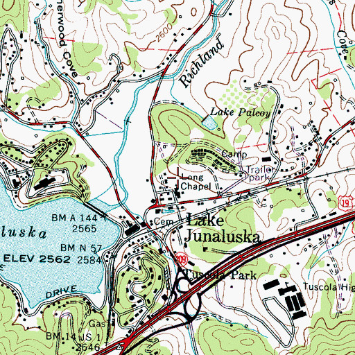 Topographic Map of Long Chapel, NC