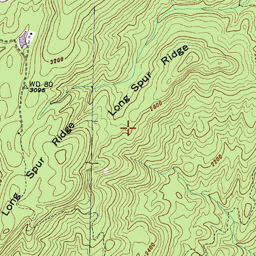 Topographic Map of Long Spur Ridge, NC