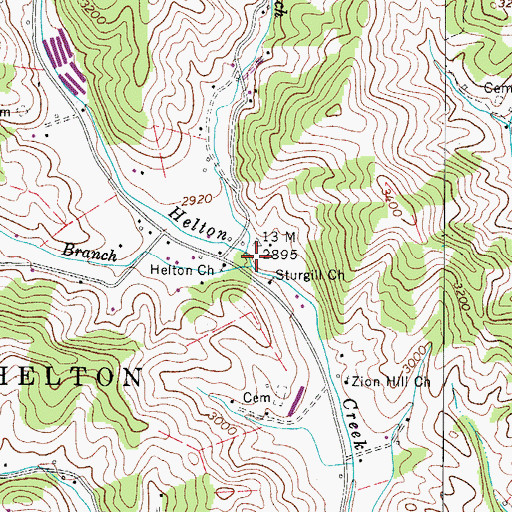 Topographic Map of Lost Branch, NC