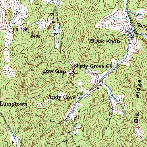 Topographic Map of Low Gap, NC