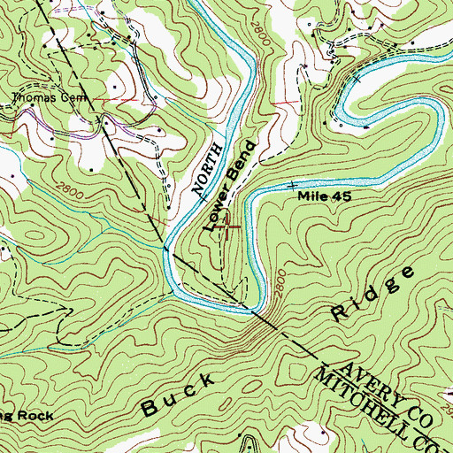 Topographic Map of Lower Bend, NC