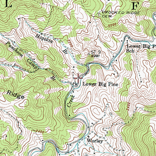 Topographic Map of Lower Big Pine, NC