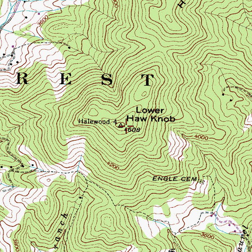 Topographic Map of Lower Haw Knob, NC