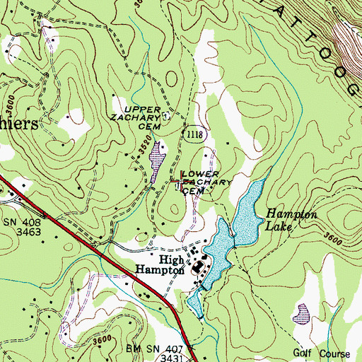 Topographic Map of Lower Zachary Cemetery, NC