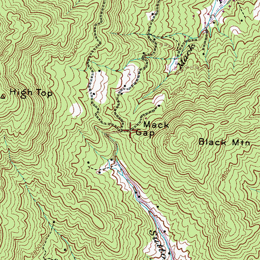 Topographic Map of Mack Gap, NC