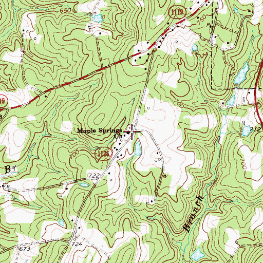 Topographic Map of Maple Springs Church, NC