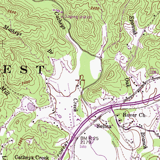 Topographic Map of Matheys Branch, NC