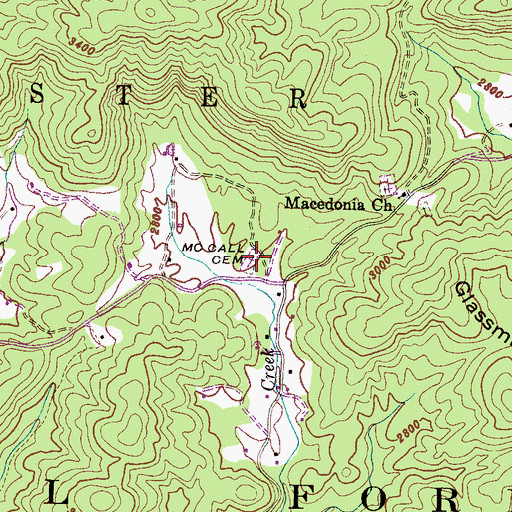 Topographic Map of McCall Cemetery, NC