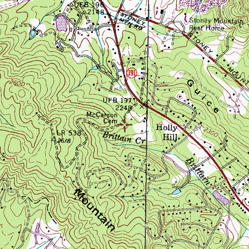 Topographic Map of McCarson Cemetery, NC
