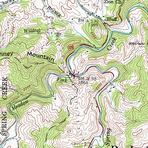 Topographic Map of Meadow Fork, NC