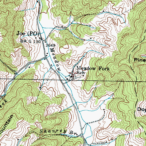 Topographic Map of Meadow Fork School, NC