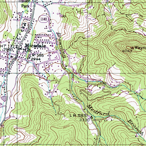 Topographic Map of Medford Branch, NC