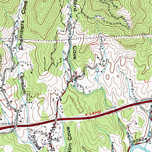 Topographic Map of Medford Cove, NC