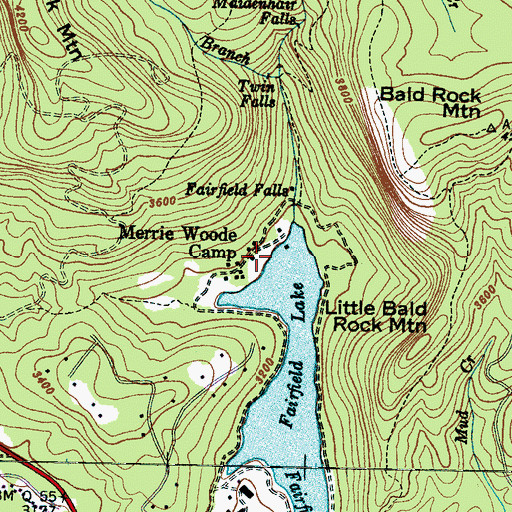 Topographic Map of Merrie Woode Camp, NC