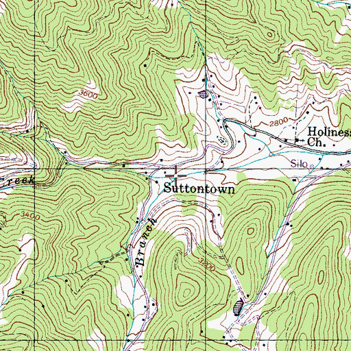 Topographic Map of Messer Branch, NC
