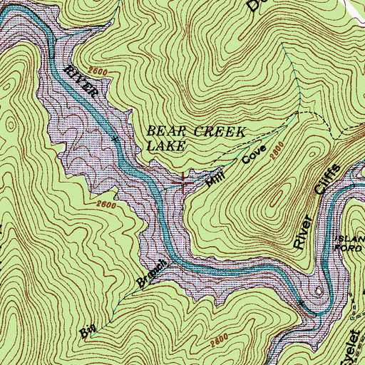 Topographic Map of Mill Cove, NC