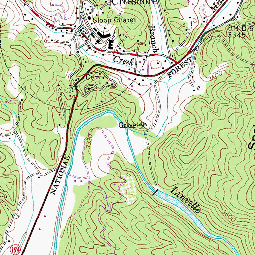 Topographic Map of Mill Timber Creek, NC