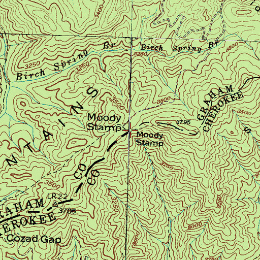 Topographic Map of Moody Stamp, NC