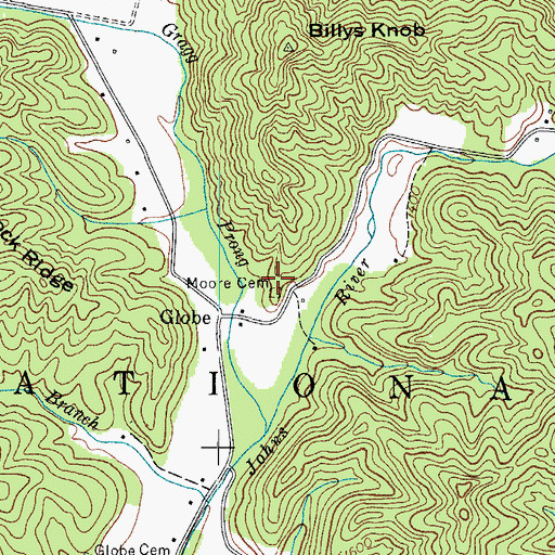 Topographic Map of Moore Cemetery, NC