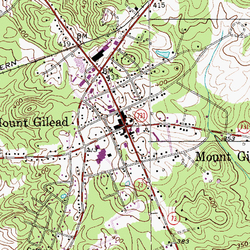 Topographic Map of Mount Gilead, NC