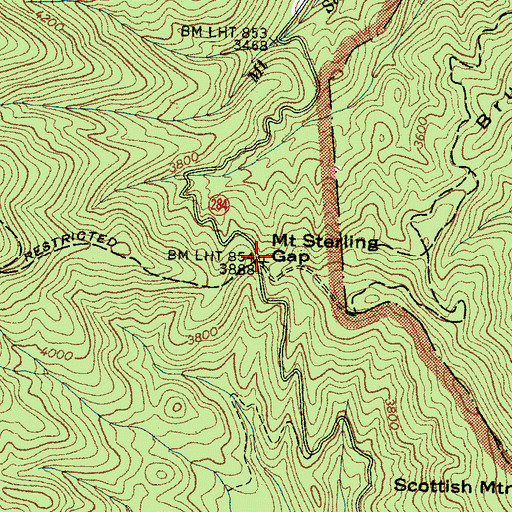 Topographic Map of Mount Sterling Gap, NC