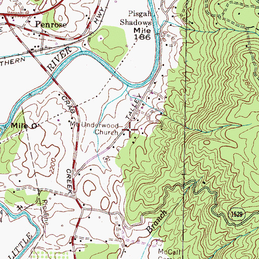 Topographic Map of Mount Underwood Church, NC