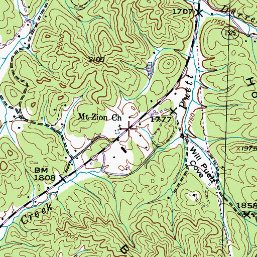 Topographic Map of Mount Zion Church, NC