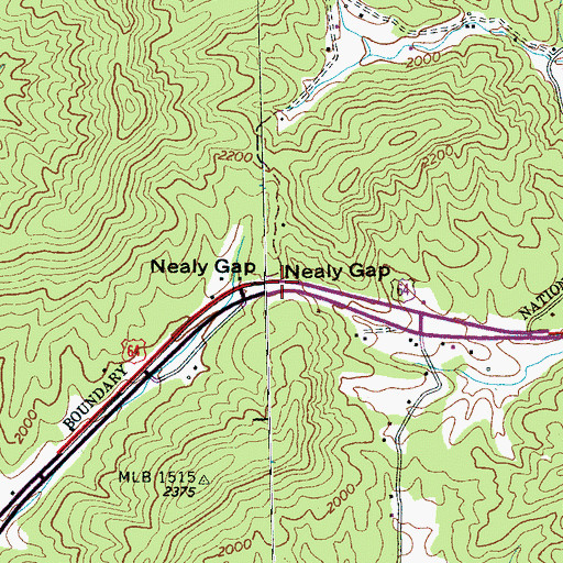 Topographic Map of Nealy Gap, NC