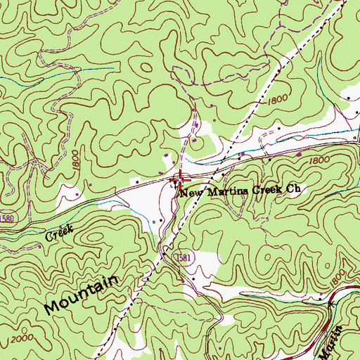 Topographic Map of New Martins Creek Church, NC