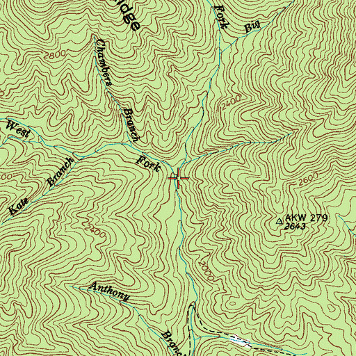 Topographic Map of North Fork Chambers Creek, NC