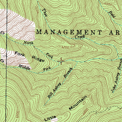 Topographic Map of North Fork Rock Creek, NC