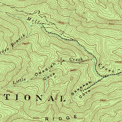 Topographic Map of Obadiah Cove, NC
