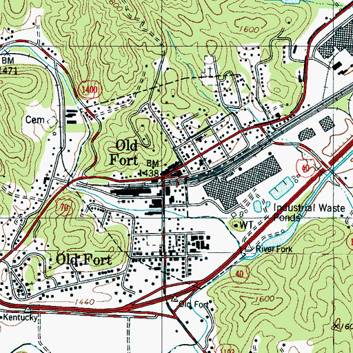 Topographic Map of Old Fort, NC