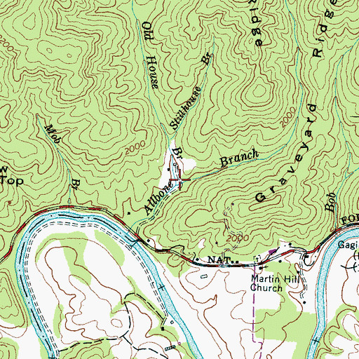 Topographic Map of Old House Branch, NC