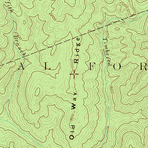 Topographic Map of Old Way Ridge, NC
