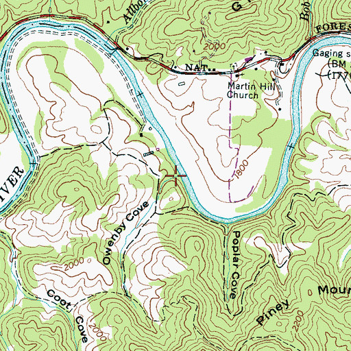 Topographic Map of Owenby Cove, NC
