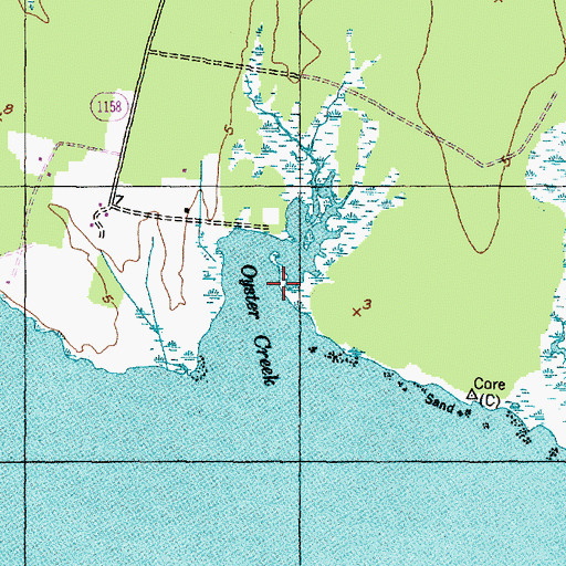 Topographic Map of Oyster Creek, NC
